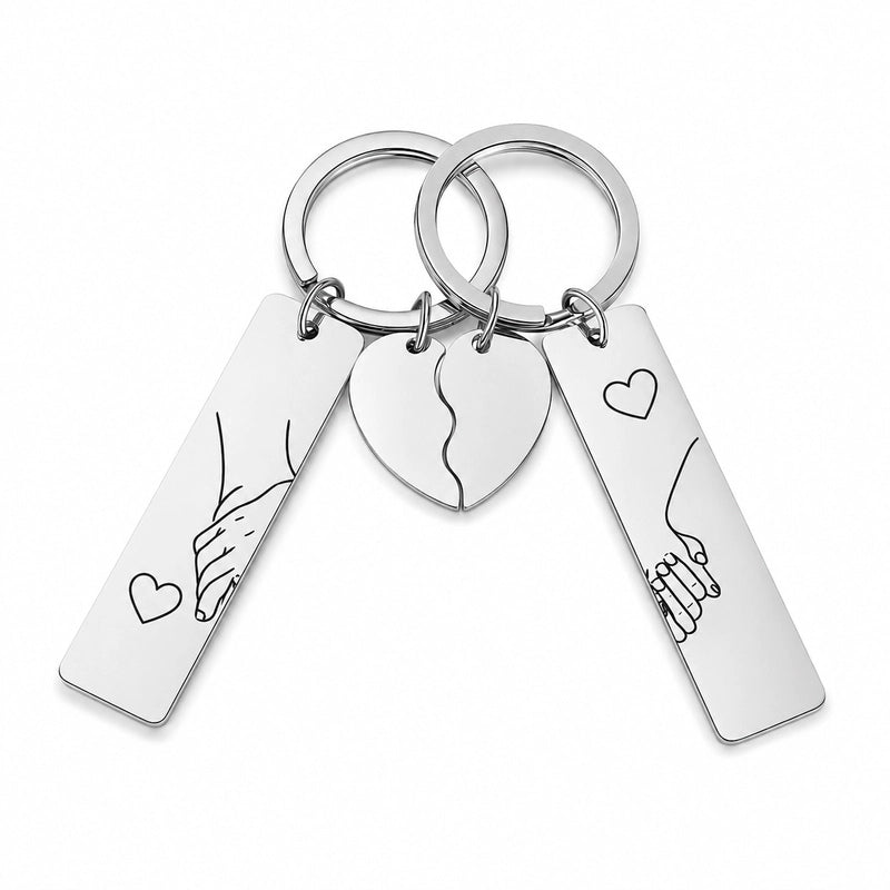 Personaliseerbare sleutelhanger voor paren met 2 initialen & datum