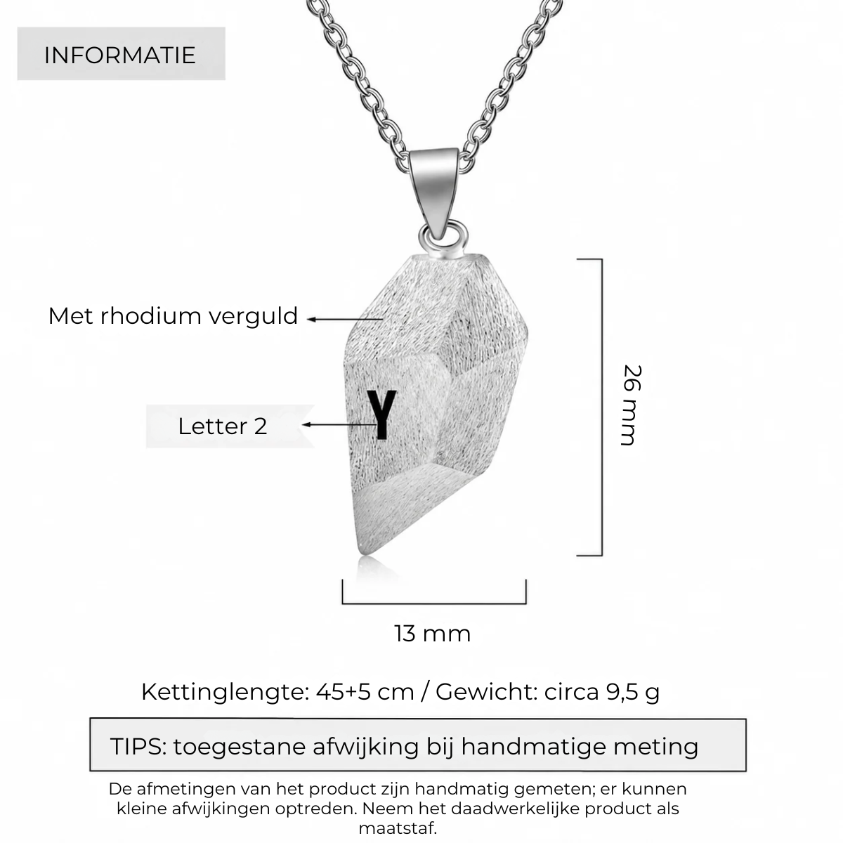 Gepersonaliseerde magnetische hartketting met 2 initialen