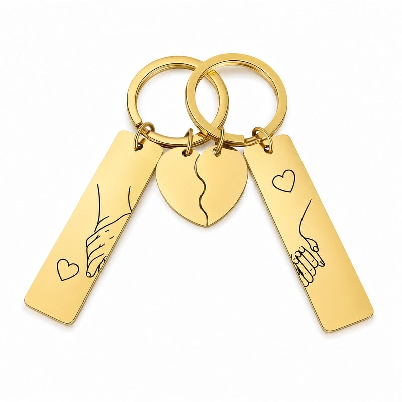 Personaliseerbare sleutelhanger voor paren met 2 initialen & datum