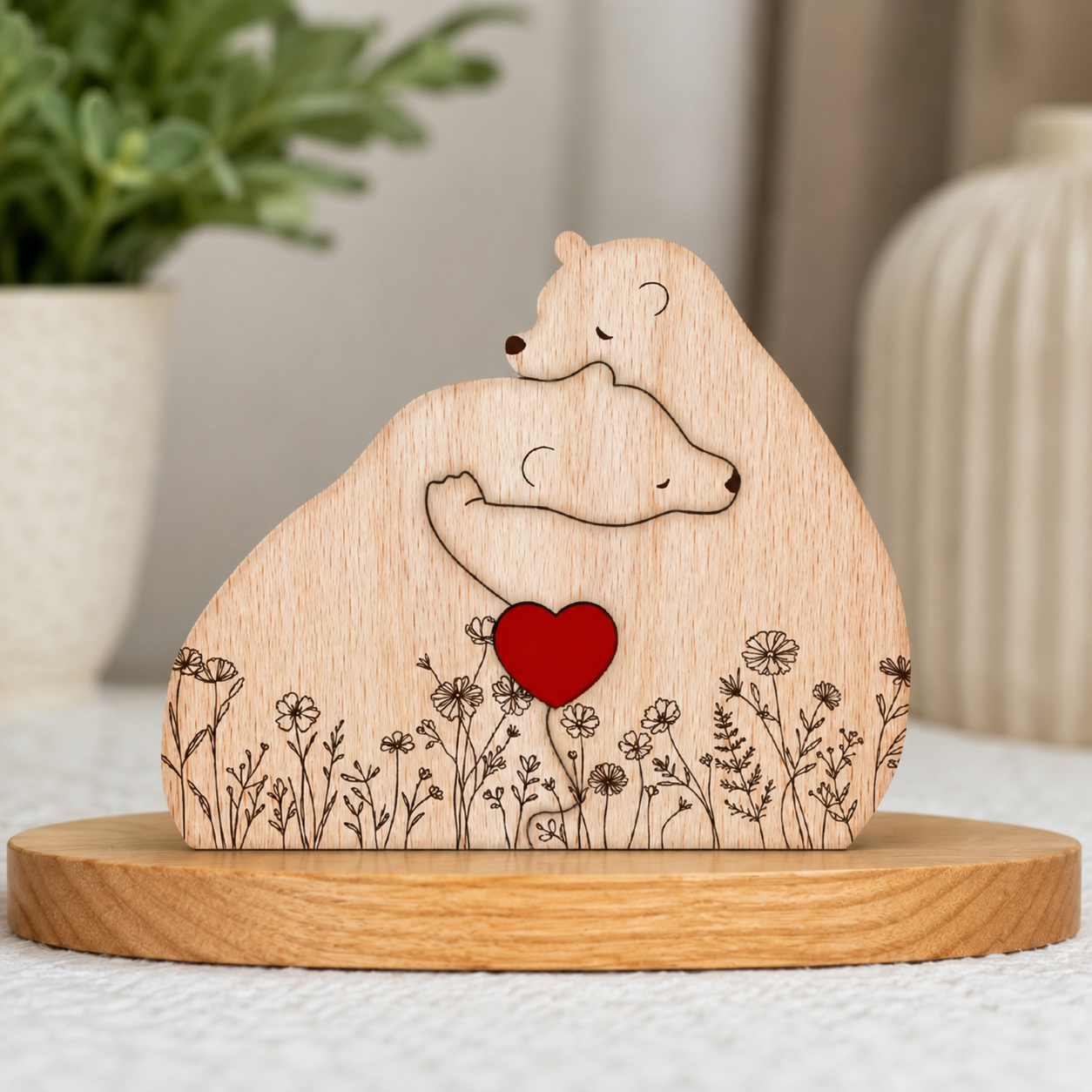 Gepersonaliseerde Houten Berenfamilie Puzzel