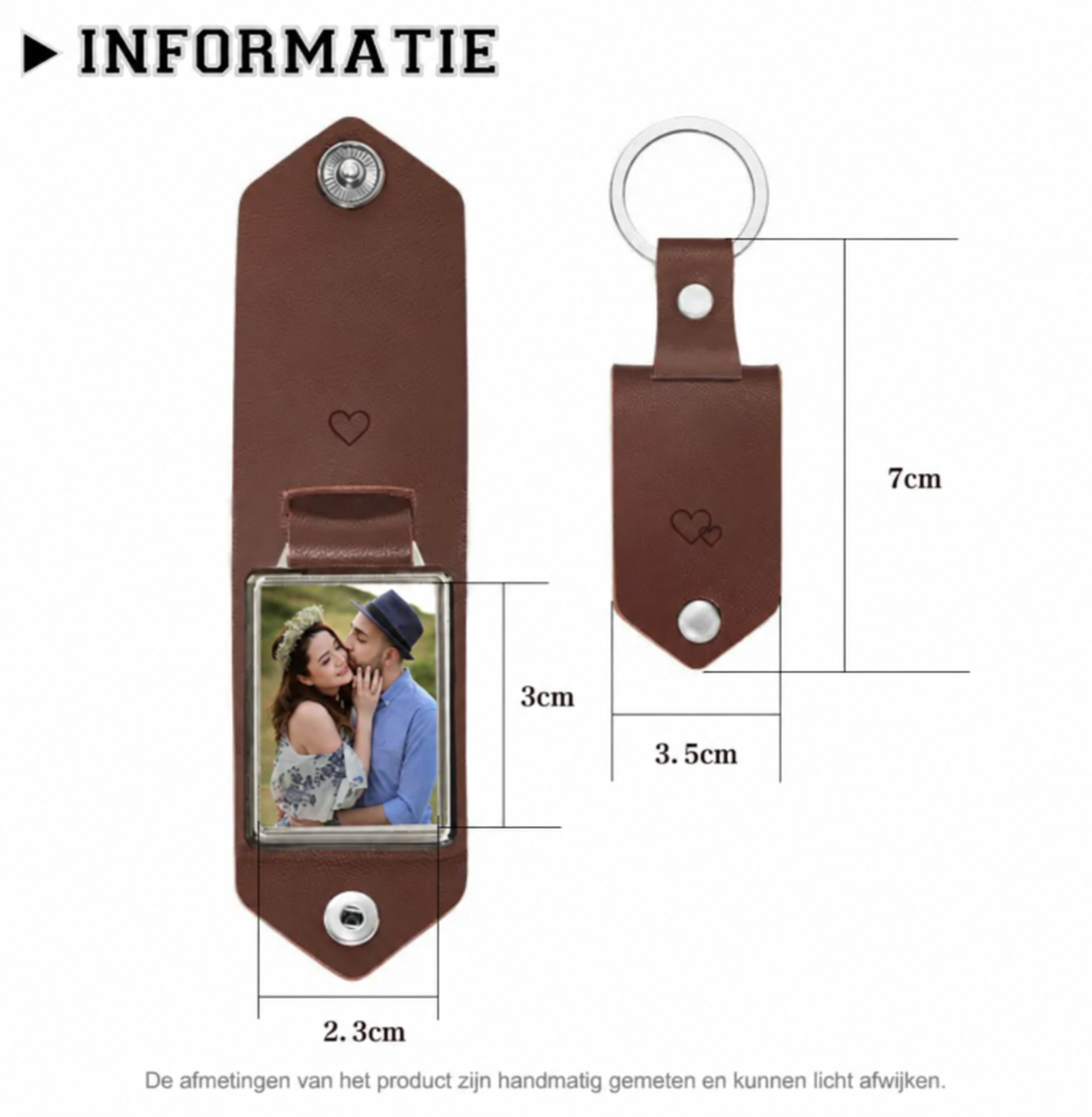 Gepersonaliseerde Leren Foto Sleutelhanger