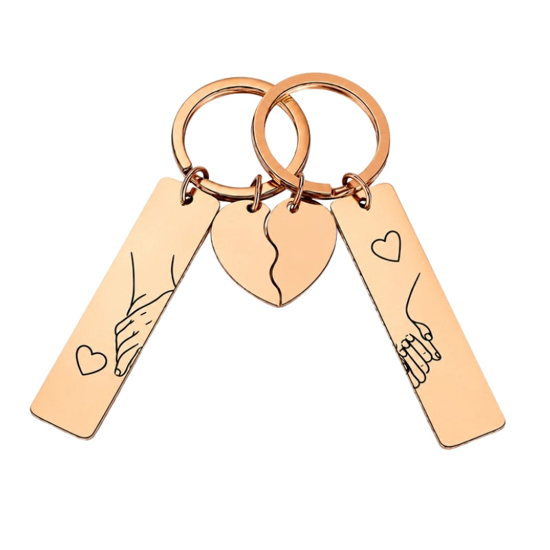 Personaliseerbare sleutelhanger voor paren met 2 initialen & datum