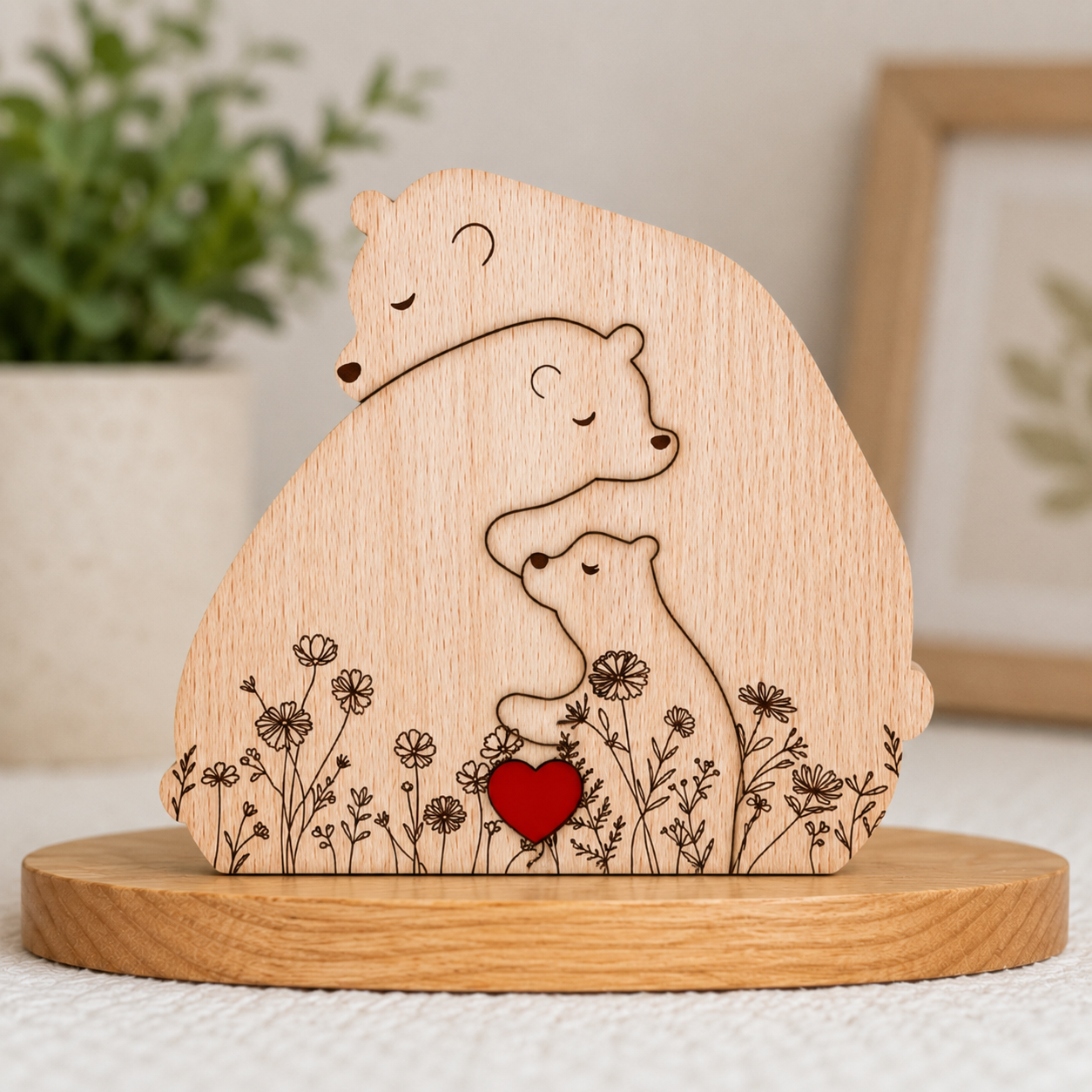Gepersonaliseerde Houten Berenfamilie Puzzel