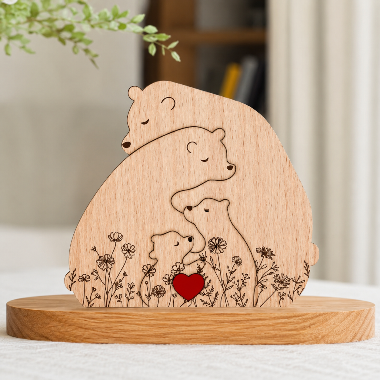 Gepersonaliseerde Houten Berenfamilie Puzzel