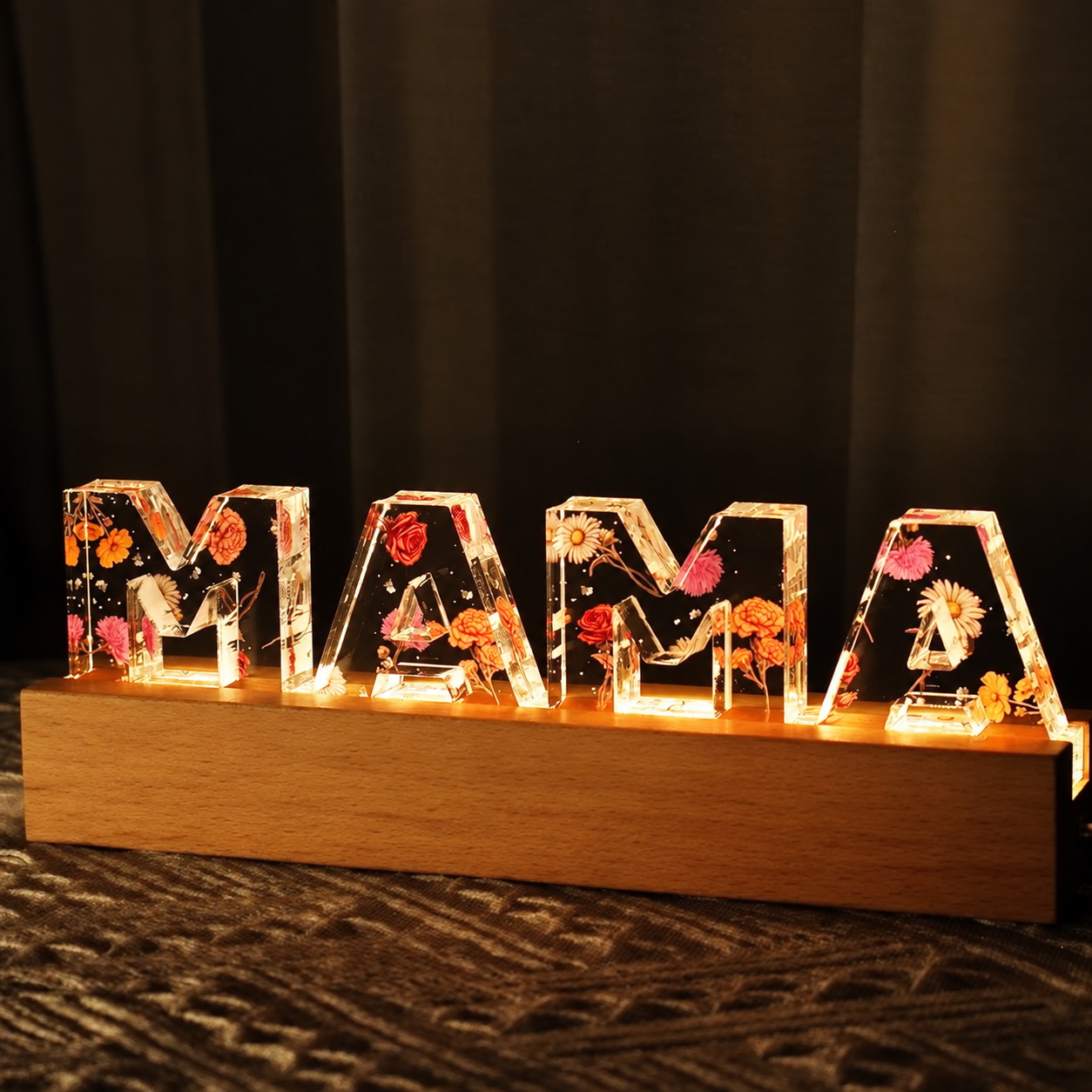 Gepersonaliseerd nachtlampje voor mama & oma — Cadeau: op maat gemaakt acryl-LED-lampje