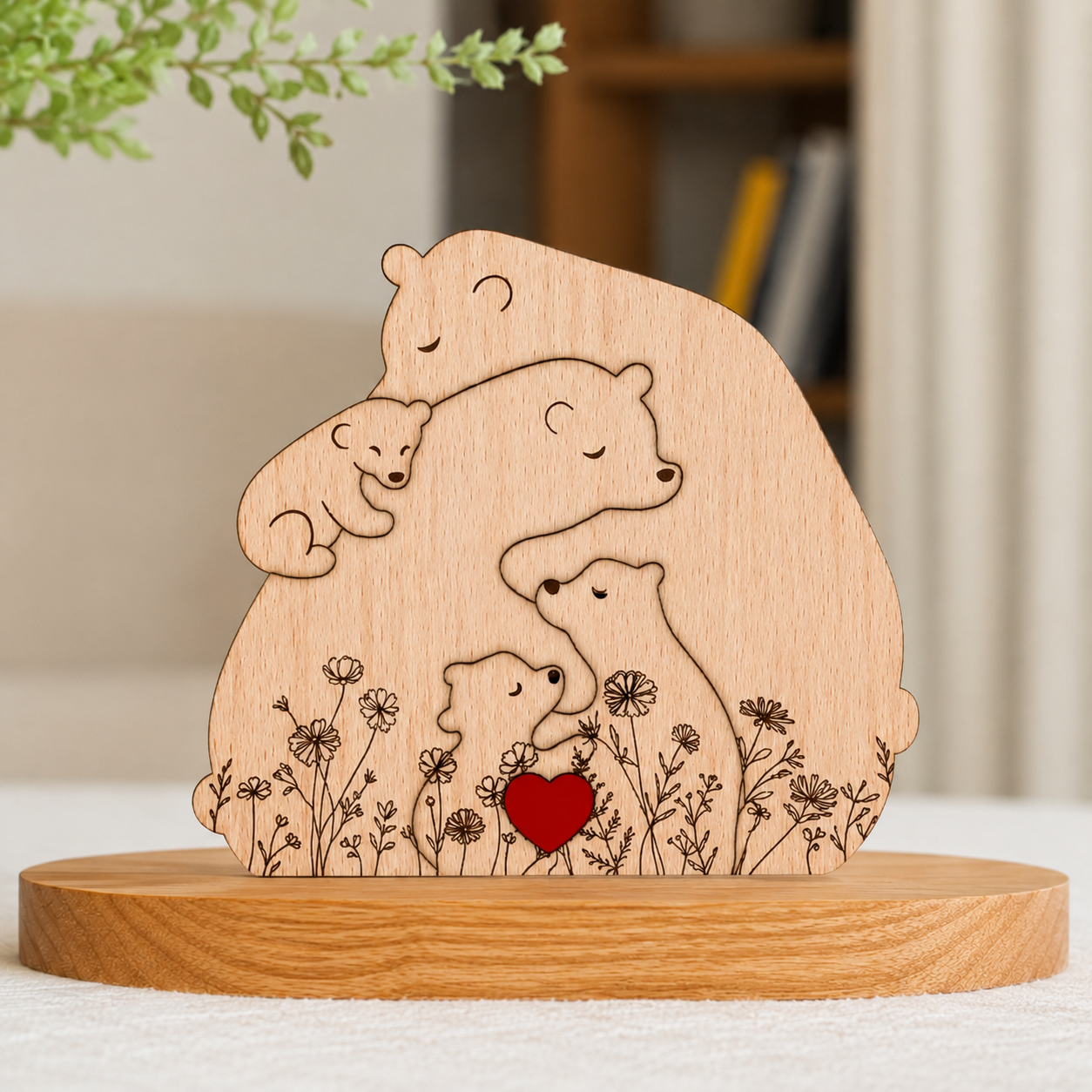 Gepersonaliseerde Houten Berenfamilie Puzzel