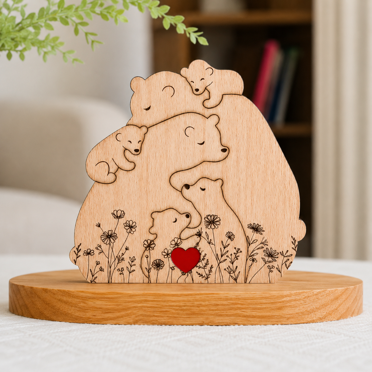Gepersonaliseerde Houten Berenfamilie Puzzel
