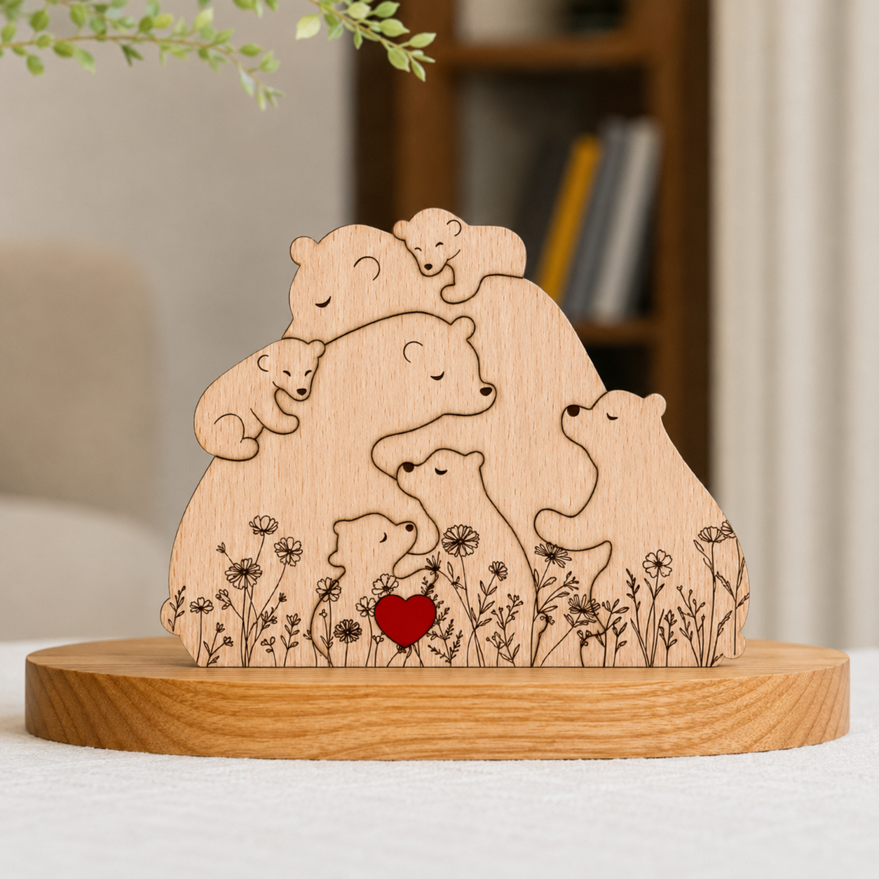 Gepersonaliseerde Houten Berenfamilie Puzzel