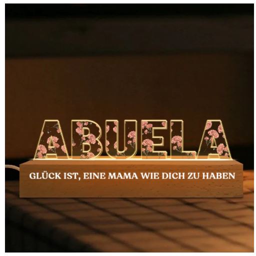 Gepersonaliseerd nachtlampje voor mama & oma met geboortebloemen — Cadeau: op maat gemaakt acryl-LED-lampje