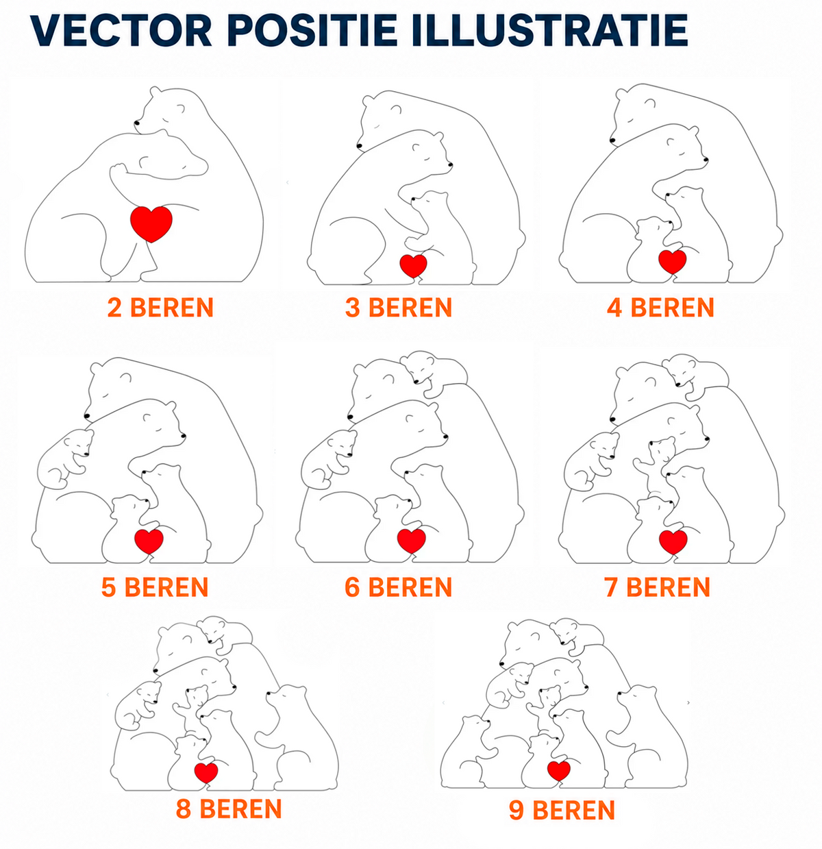 Gepersonaliseerde Houten Berenfamilie Puzzel