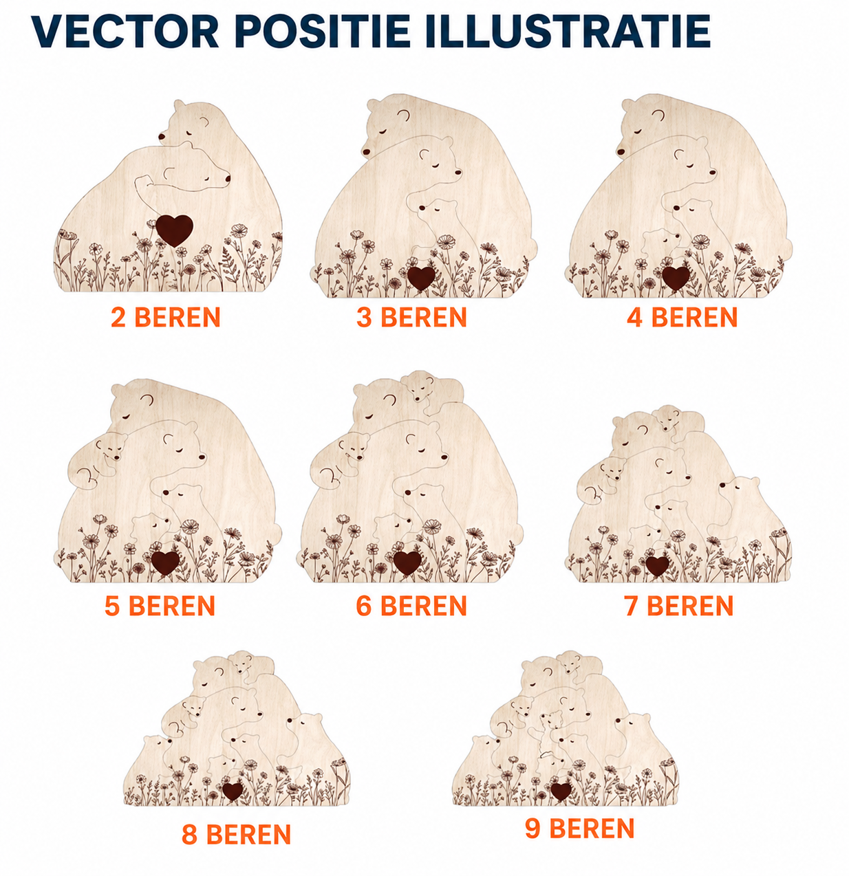 Gepersonaliseerde Houten Berenfamilie Puzzel