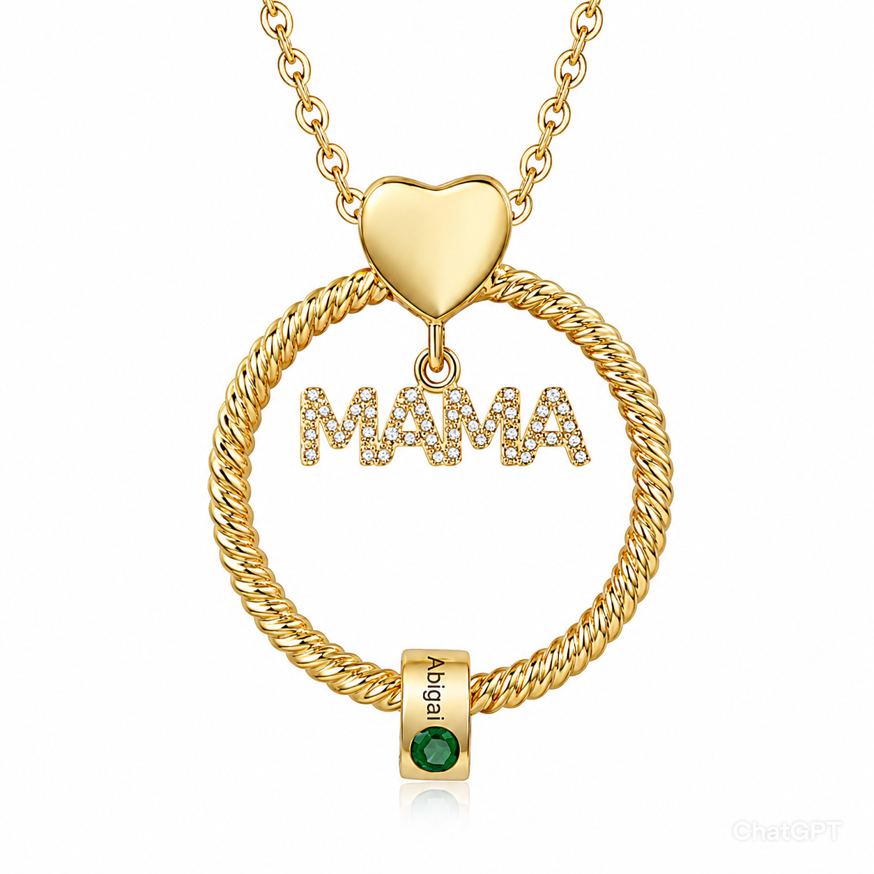 Gepersonaliseerde MAMA Ketting met 1-6 Namen en Geboortestenen