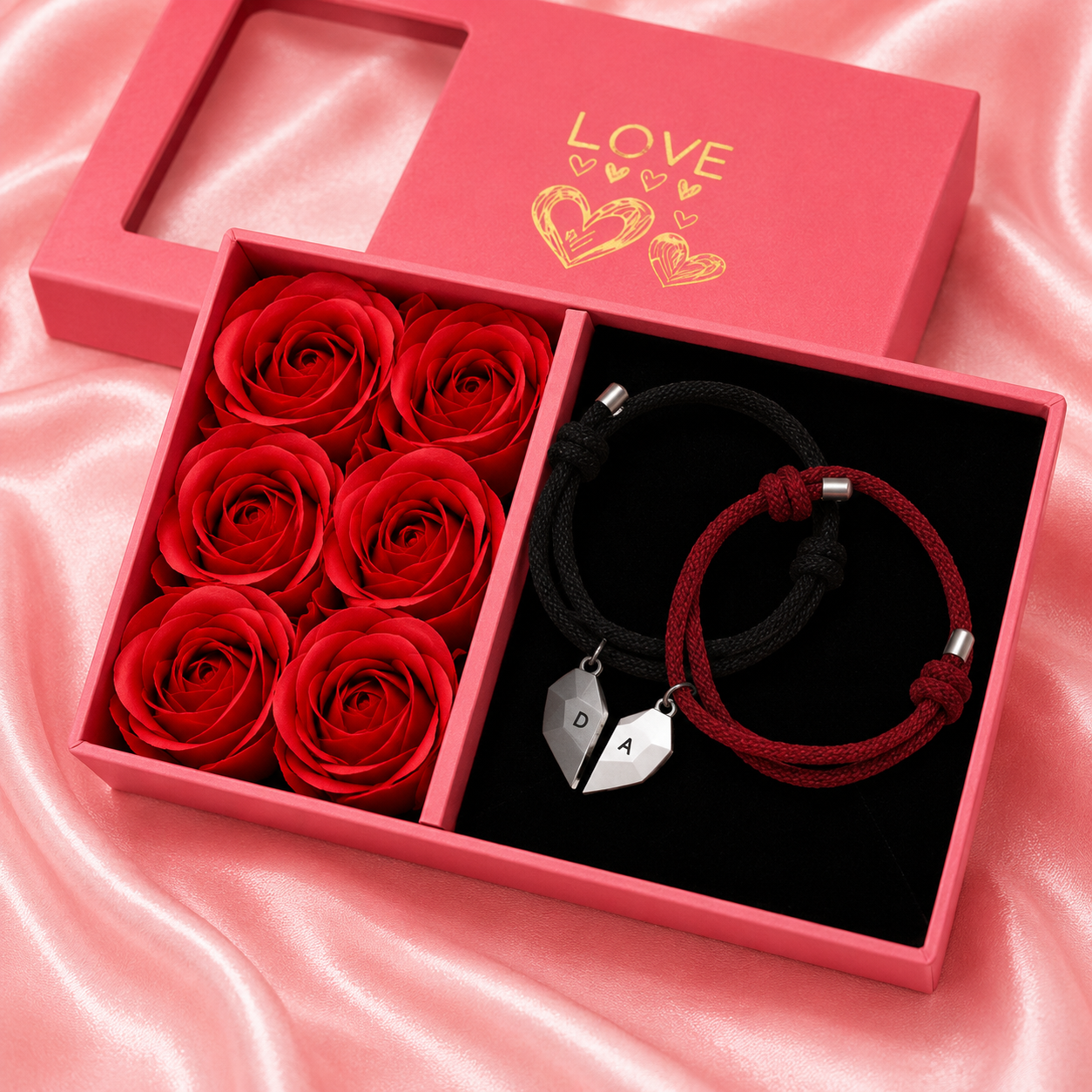 Gepersonaliseerde magnetische hartketting met 2 initialen – bijpassende kettingen voor koppels als symbool van jullie liefde