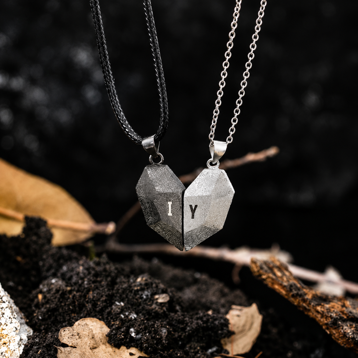 Gepersonaliseerde magnetische hartketting met 2 initialen – bijpassende kettingen voor koppels als symbool van jullie liefde
