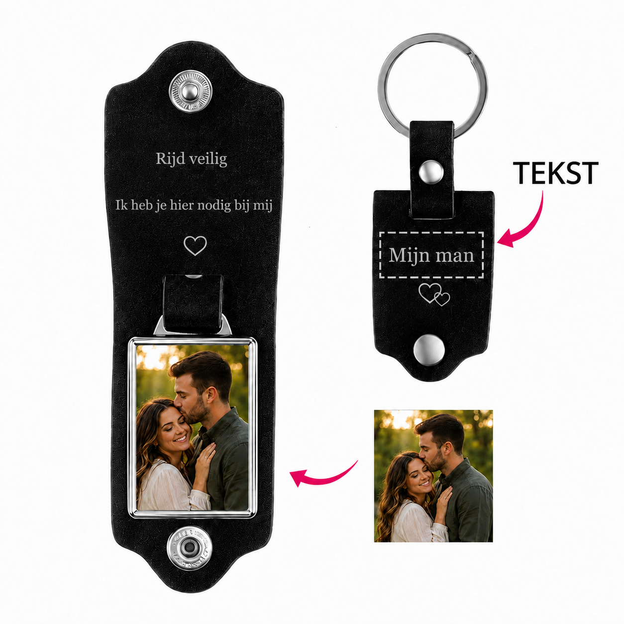 Gepersonaliseerde Leren Foto Sleutelhanger