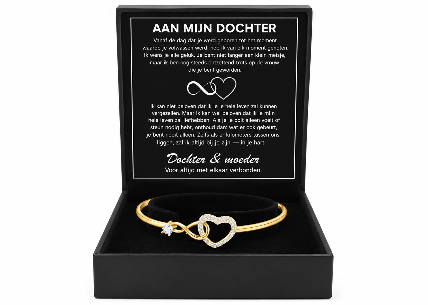 Aan Mijn Dochter – Oneindigheid & Hart Armband met Boodschapkaart