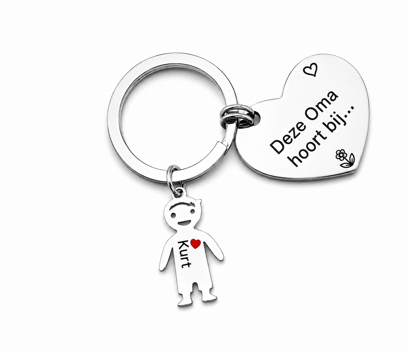 Gepersonaliseerde hartvormige familiesleutelhanger met namen – "Deze oma is van..." – Liefdevol cadeau voor oma's