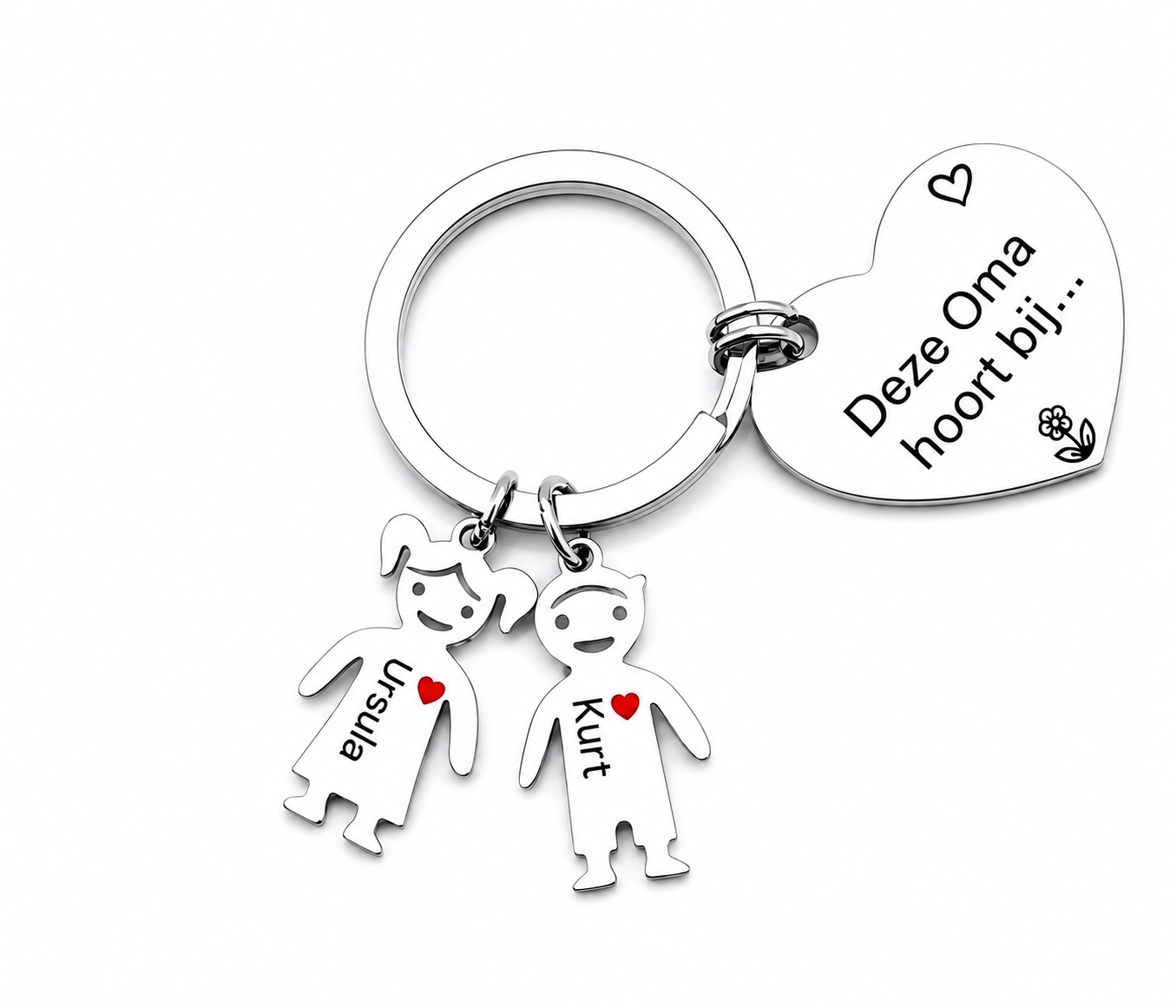 Gepersonaliseerde hartvormige familiesleutelhanger met namen – "Deze oma is van..." – Liefdevol cadeau voor oma's