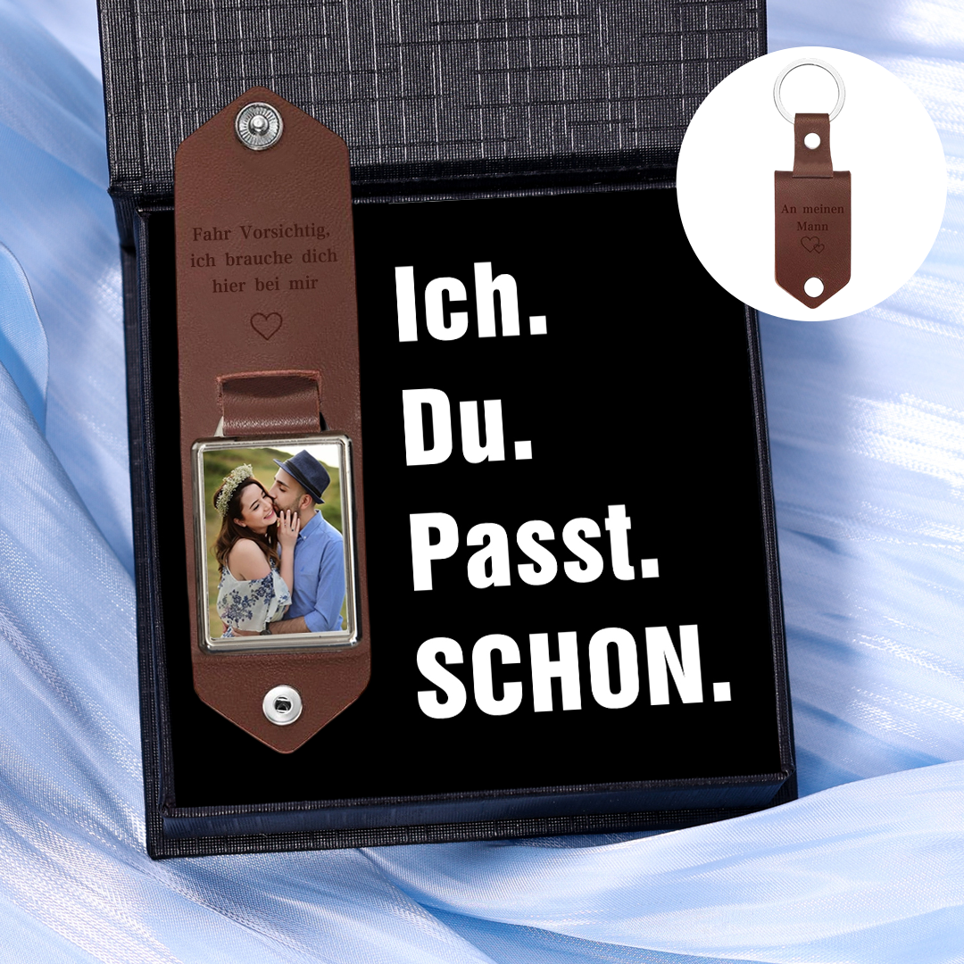 Gepersonaliseerde Leren Foto Sleutelhanger