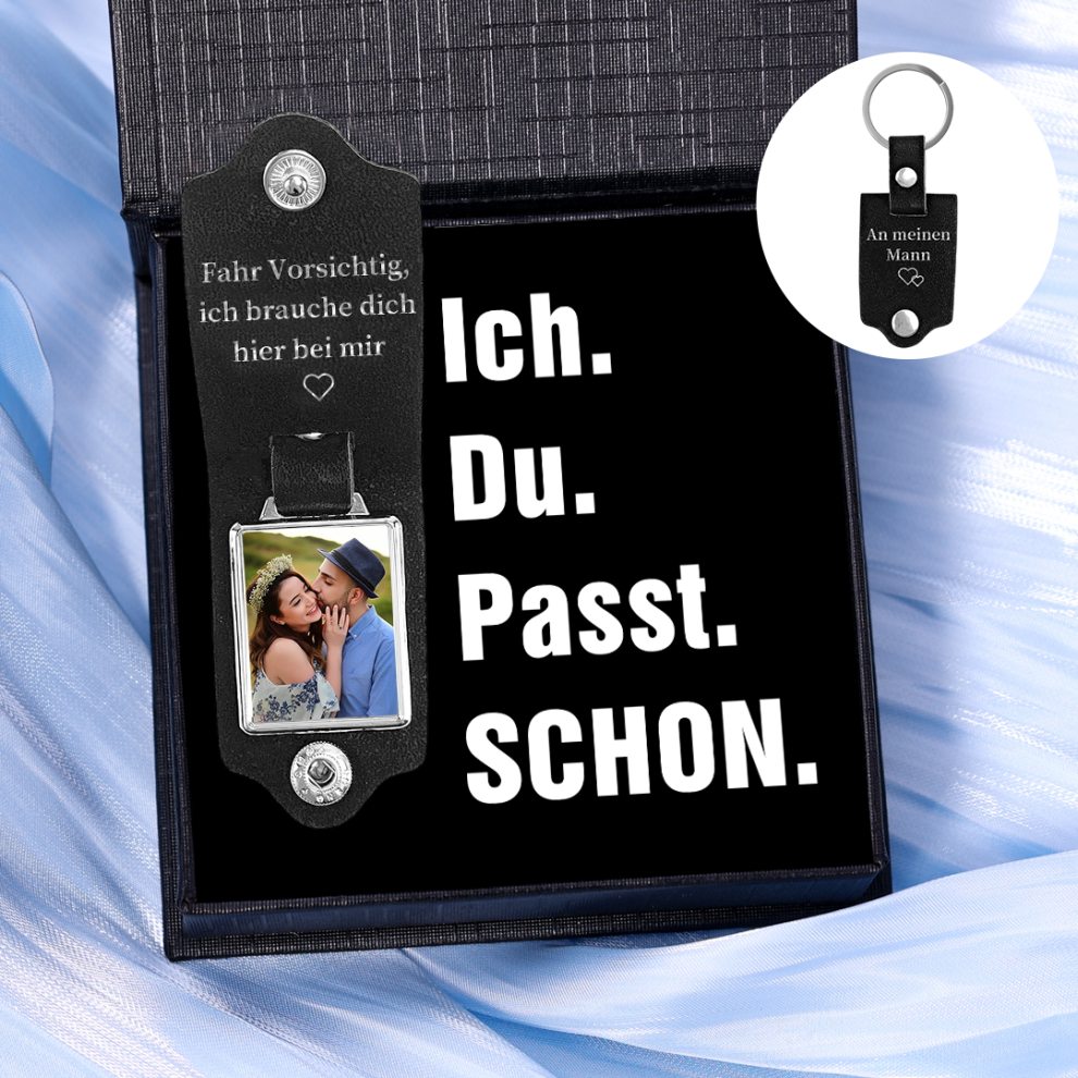 Gepersonaliseerde Leren Foto Sleutelhanger