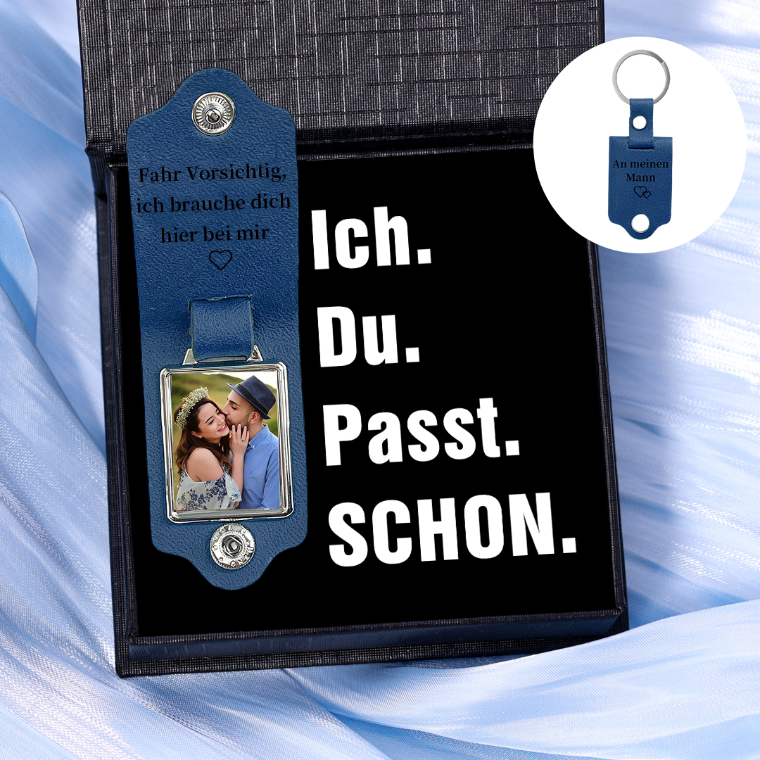 Gepersonaliseerde Leren Foto Sleutelhanger