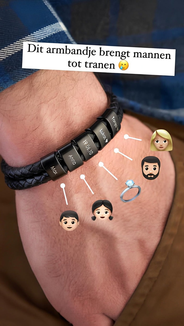 Leren Armband met Naamkralen – Persoonlijk Gegraveerd Cadeau
