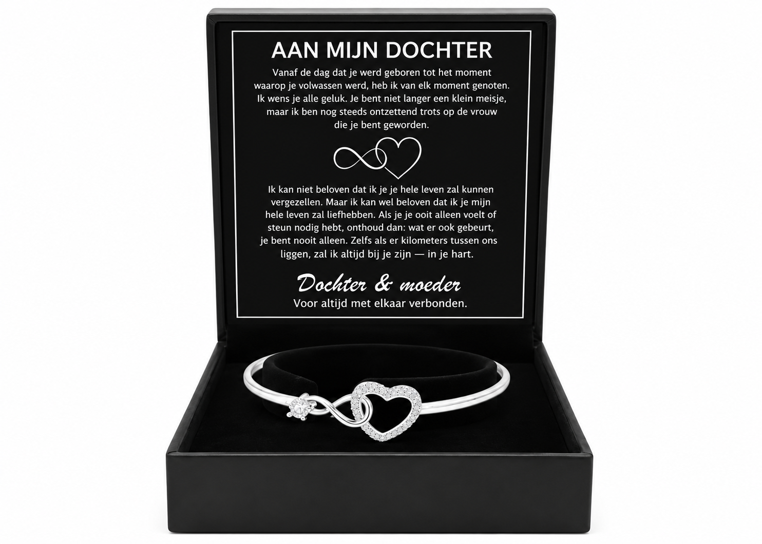 Aan Mijn Dochter – Oneindigheid & Hart Armband met Boodschapkaart