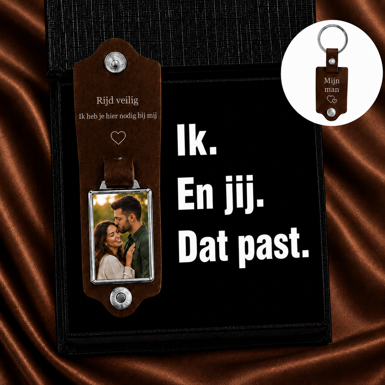 Gepersonaliseerde Leren Foto Sleutelhanger