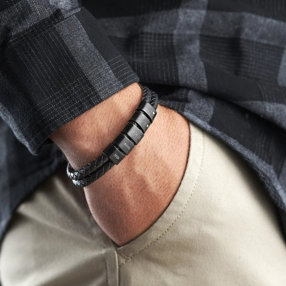 Leren Armband met Naamkralen – Persoonlijk Gegraveerd Cadeau