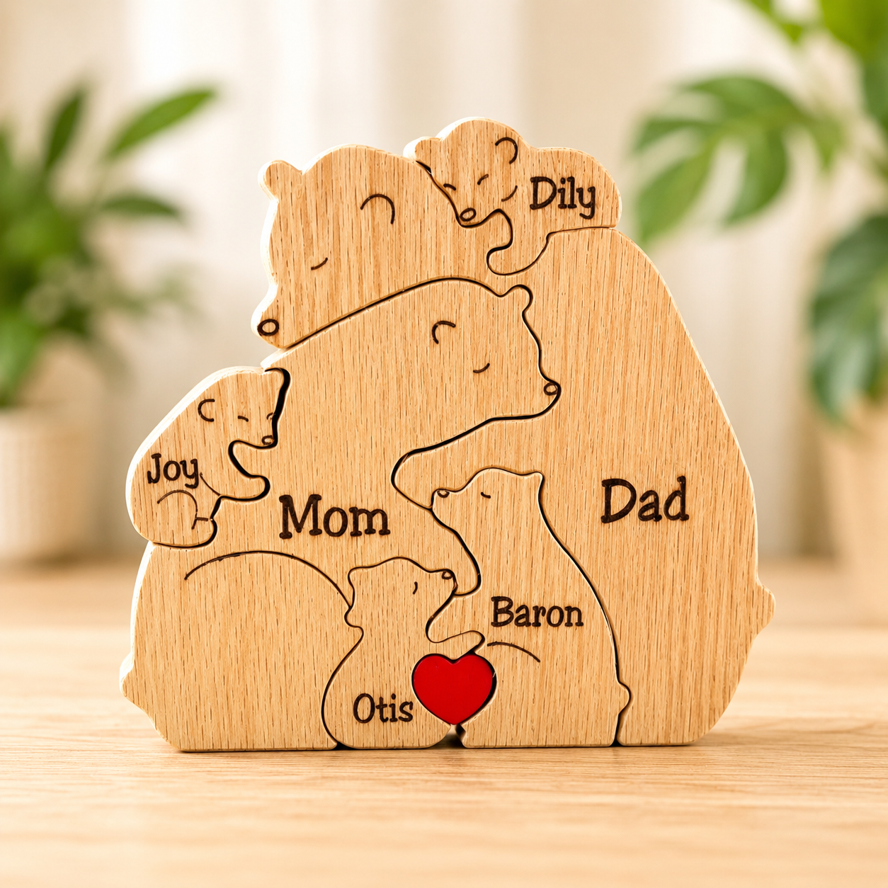 Gepersonaliseerde Houten Berenfamilie Puzzel